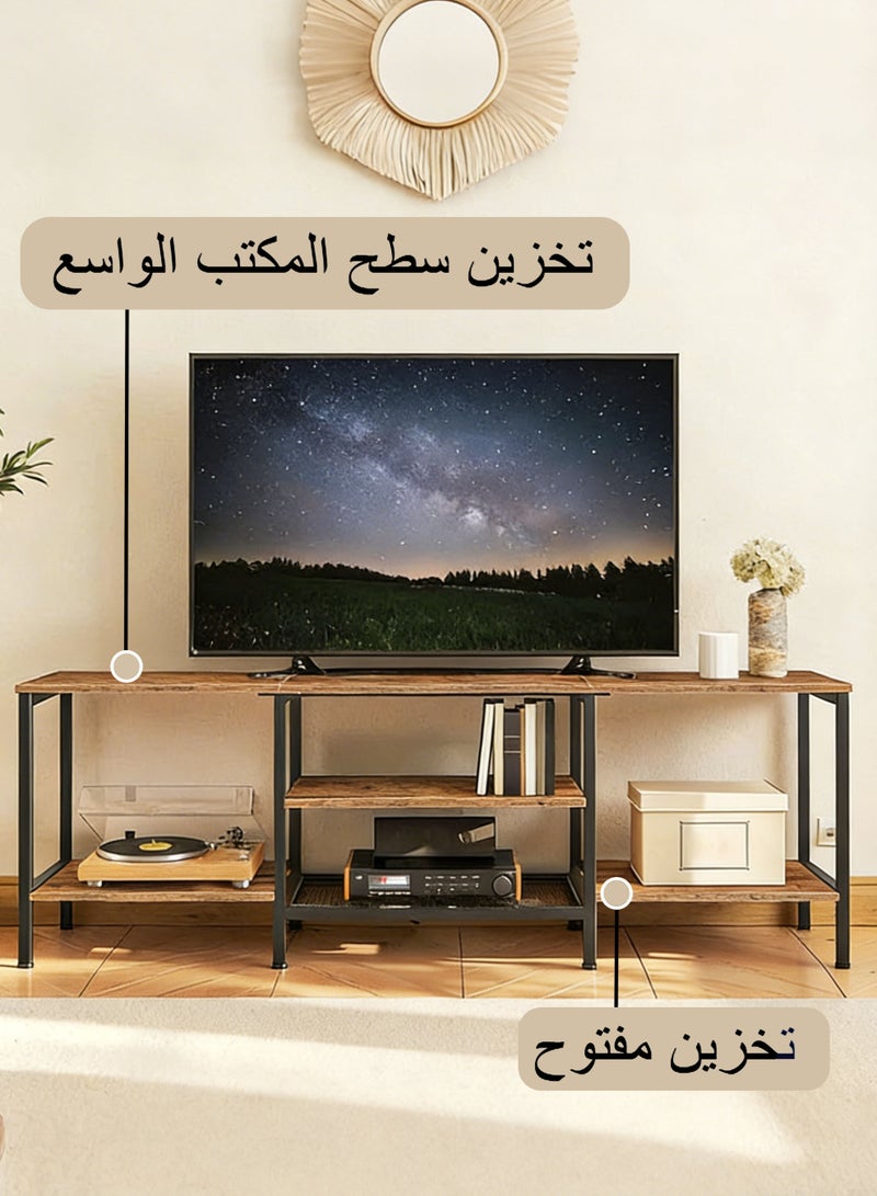ويمارت طاولة حامل تلفزيون 160*40*52 سم لتلفزيون يصل إلى 75 بوصة وأرفف تخزين ومركز ترفيهي حديث وطاولة وحدة تحكم تلفزيون متعددة الوظائف صناعية لغرفة المعيشة المنزلية - Image 3
