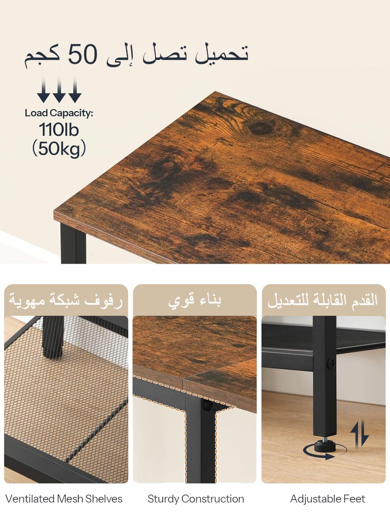 ويمارت طاولة حامل تلفزيون 160*40*52 سم لتلفزيون يصل إلى 75 بوصة وأرفف تخزين ومركز ترفيهي حديث وطاولة وحدة تحكم تلفزيون متعددة الوظائف صناعية لغرفة المعيشة المنزلية - Image 5