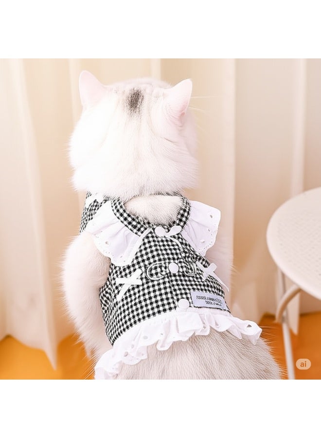 ايه ام ملابس الكلاب، ملابس القطط، فستان، ربيع وصيف، ملابس الحيوانات الأليفة، لطيف، تنورة، أميرات، ملابس الحيوانات الأليفة، ملابس الكلاب، نمط مربعات، ظهر مفتوح، كلاب صغيرة ومتوسطة الحجم، ناعمة، رائعة، قابلة للتنفس - Image 1