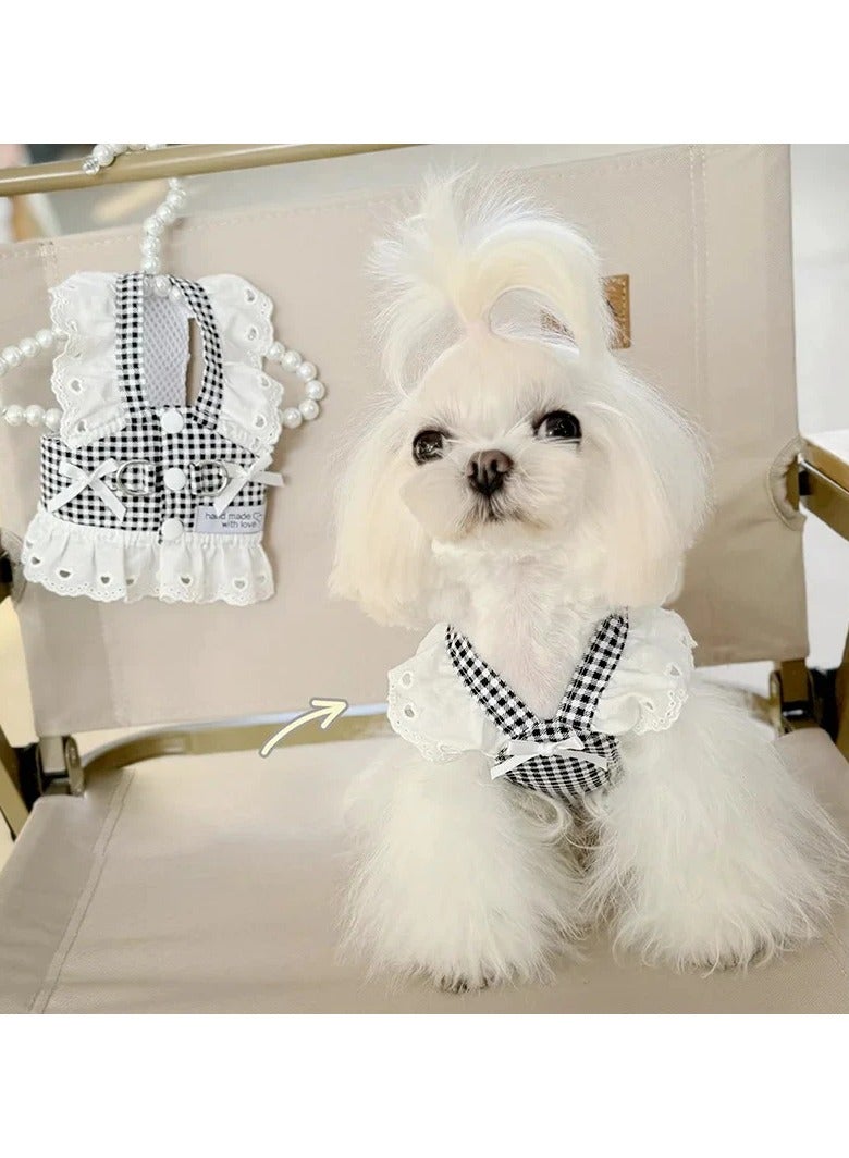 ايه ام ملابس الكلاب، ملابس القطط، فستان، ربيع وصيف، ملابس الحيوانات الأليفة، لطيف، تنورة، أميرات، ملابس الحيوانات الأليفة، ملابس الكلاب، نمط مربعات، ظهر مفتوح، كلاب صغيرة ومتوسطة الحجم، ناعمة، رائعة، قابلة للتنفس - Image 3