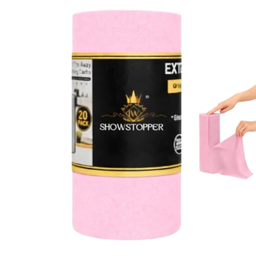 SHOWSTOPPER Microfiber Cleaning Cloth Roll, Reusable Tear Away Microfiber Towels,Washable, Ultra Absorbent, Rags Cleaning, Dishcloths, Cleaning Cloth for Car, Home or Kitchen. (LIGHT PINK, 25cm X 25cm) - Image 1