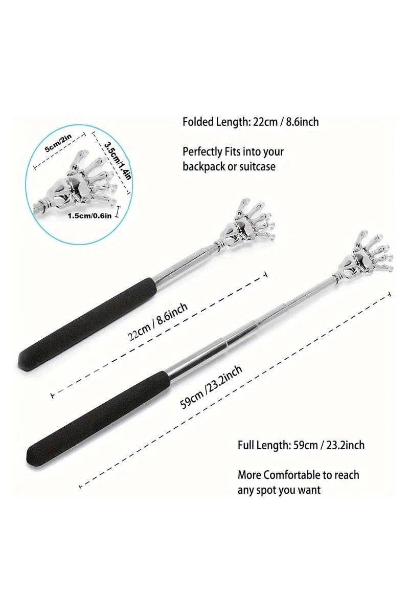 Loquat Portable retractable back scratcher Stainless steel retractable back scratcher Suitable for people and pets Retractable back massager - Image 2