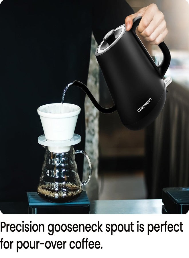 Chefman Gooseneck Electric Kettle, 0.8L Pour Over Tea Kettle for Coffee and Tea, One-Touch Operation, Boil-Dry Protection, Auto Shut-Off, Ultra-Fast Hot Water Boiler – Black - Image 2