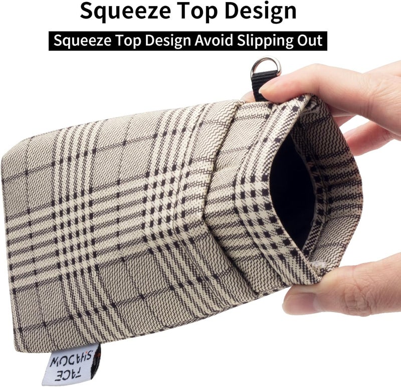 Face Shadow Double Glasses Case Soft Eyeglass Case For Women Men Squeeze Top Sunglasses Case With Cleaning Cloth - Image 2