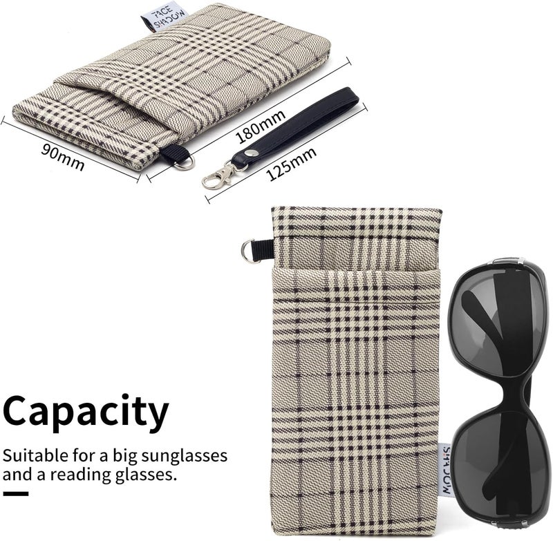 Face Shadow Double Glasses Case Soft Eyeglass Case For Women Men Squeeze Top Sunglasses Case With Cleaning Cloth - Image 3