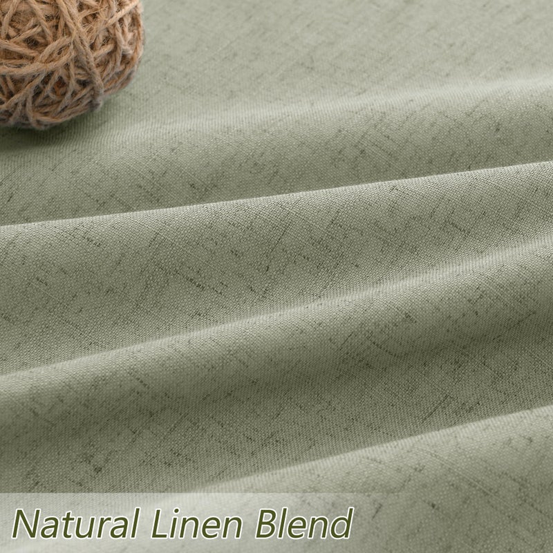 Guken Sage Green 100% Blackout Linen Curtains 84 Inch Length 2 Panels Set for Living Room Bedroom Back Tab Thermal Insulated Black Out Drapes Room Darkening Farmhouse Style for Bedroom Window Curtains - Image 3