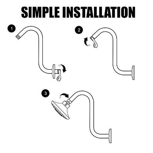 ZM 10-inch "S" Shaped Shower Arm for Shower Head Extension with Flange - Image 4