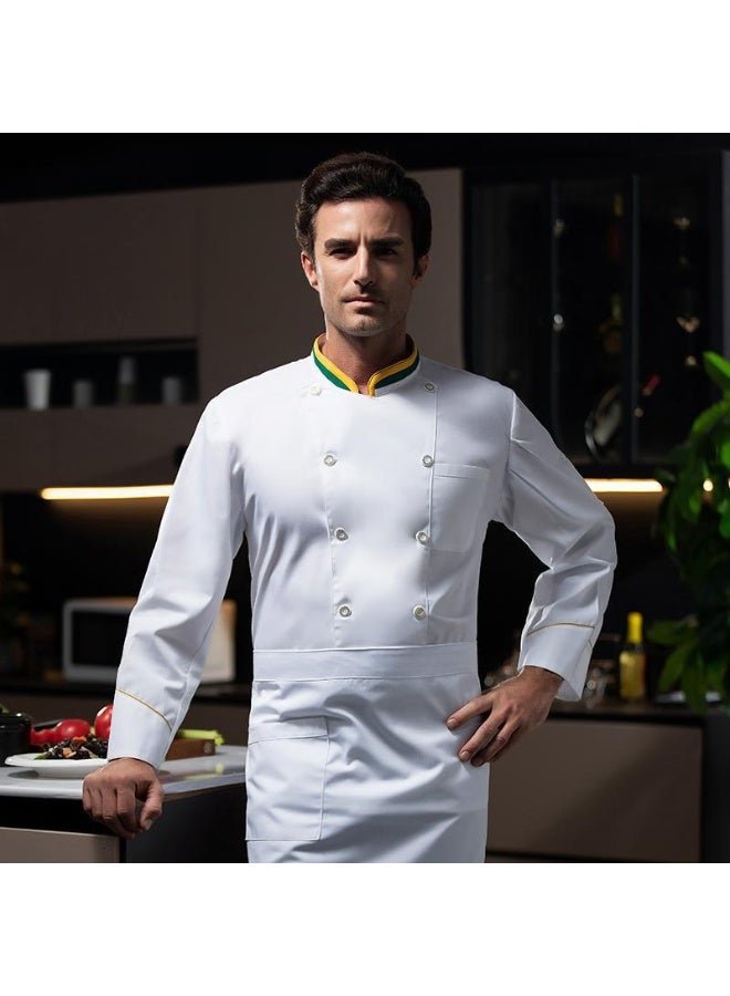 NIBEMINENT Hotel Chef Uniform Thin Western Restaurant Hotel Kitchen Summer Clothes Breathable Dining Chef Overalls Men's - Image 1