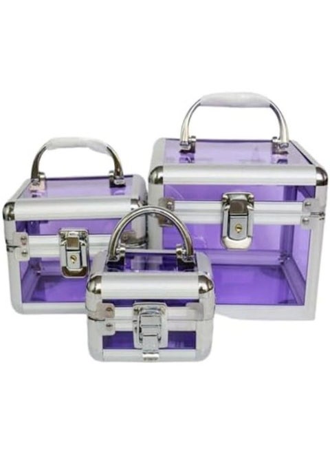 Acrylic Portable Storage Lock Boxes, Lock Organizer, Set of Three Boxes, Lockable Empty Storage Cabinet, Lock Box for Use, for Important Documents, Medicines, Money, Cosmetics