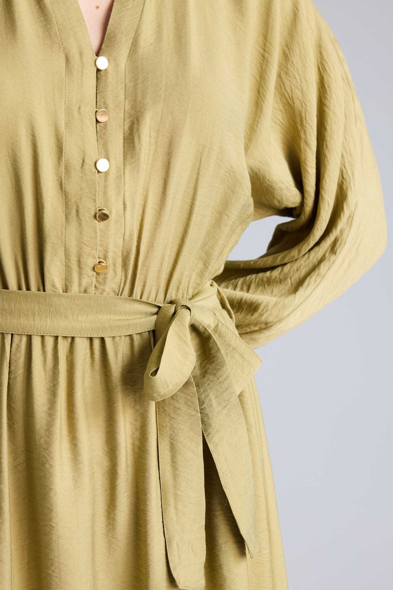 ديفاكتو فستان ميدي بحزام وياقة عريضة - Image 4