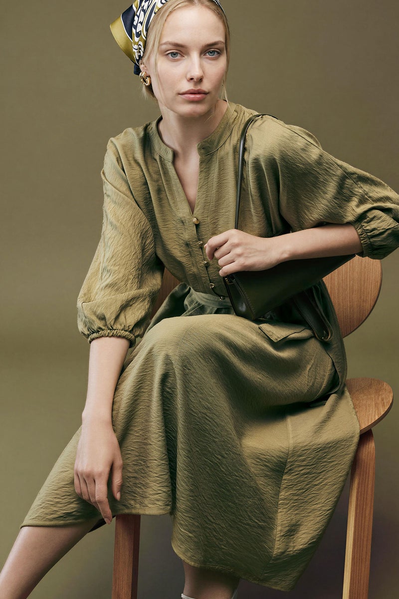 DeFacto Green Woman Off Shoulder Half Sleeve Dress Casual - Image 4