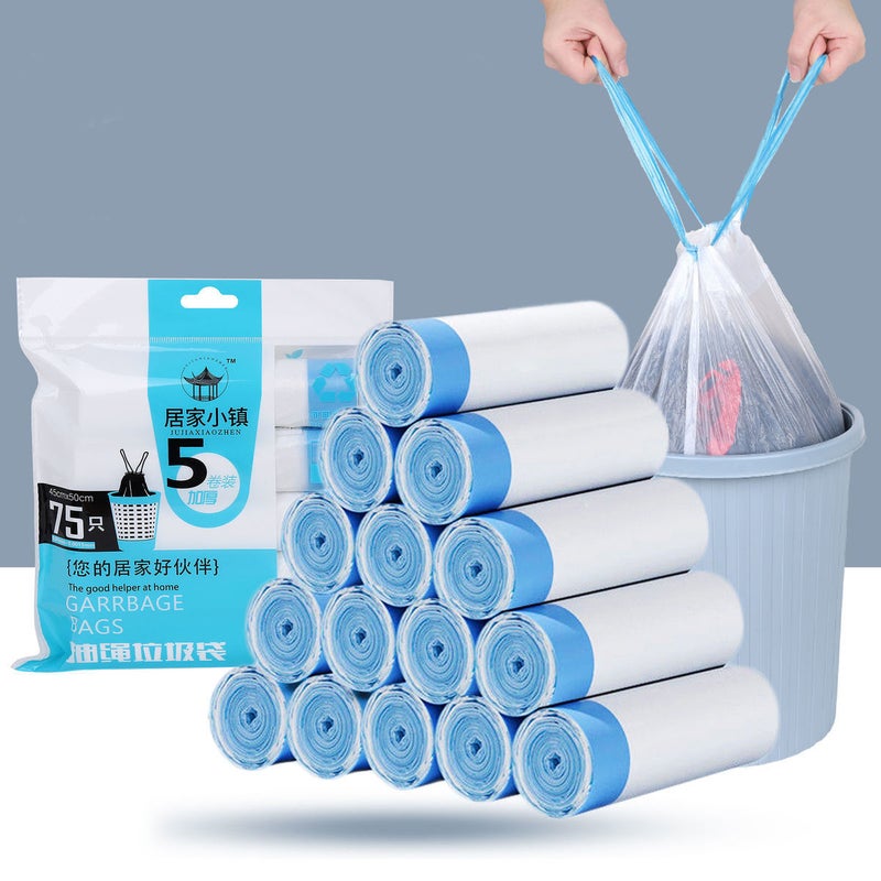 Home Small Town Drawstring Garbage Bag Thickened Kitchen Living Room Portable Dirty-Free Automatic Waiver Garbage Bag Household - Image 3