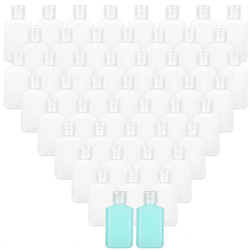 APACALI 100PCS Plastic Travel Bottles 2oz Mini Shampoo Bottles Small Empty Bottles Refillable Cosmetic Containers with Flip Cap Clear Portable Small Bottles for Liquid, Lotions, Toner, Body Soap - Image 1