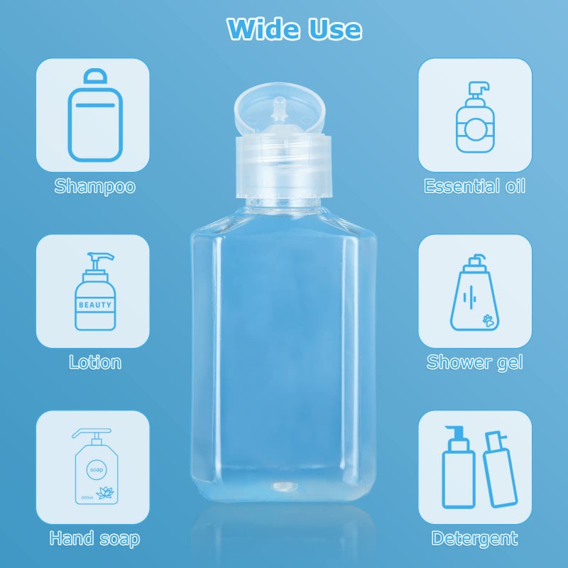 APACALI 100PCS Plastic Travel Bottles 2oz Mini Shampoo Bottles Small Empty Bottles Refillable Cosmetic Containers with Flip Cap Clear Portable Small Bottles for Liquid, Lotions, Toner, Body Soap - Image 4