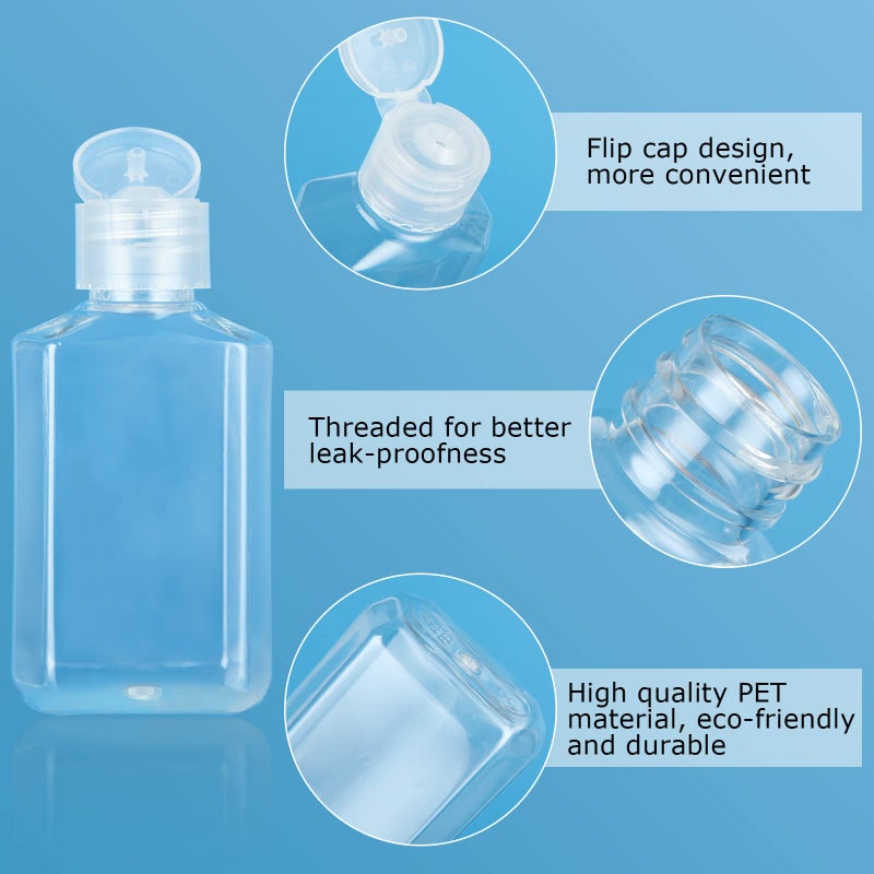 APACALI 100PCS Plastic Travel Bottles 2oz Mini Shampoo Bottles Small Empty Bottles Refillable Cosmetic Containers with Flip Cap Clear Portable Small Bottles for Liquid, Lotions, Toner, Body Soap - Image 3