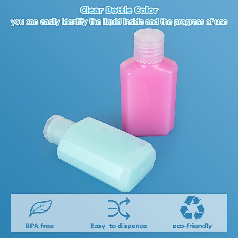 APACALI 100PCS Plastic Travel Bottles 2oz Mini Shampoo Bottles Small Empty Bottles Refillable Cosmetic Containers with Flip Cap Clear Portable Small Bottles for Liquid, Lotions, Toner, Body Soap - Image 5