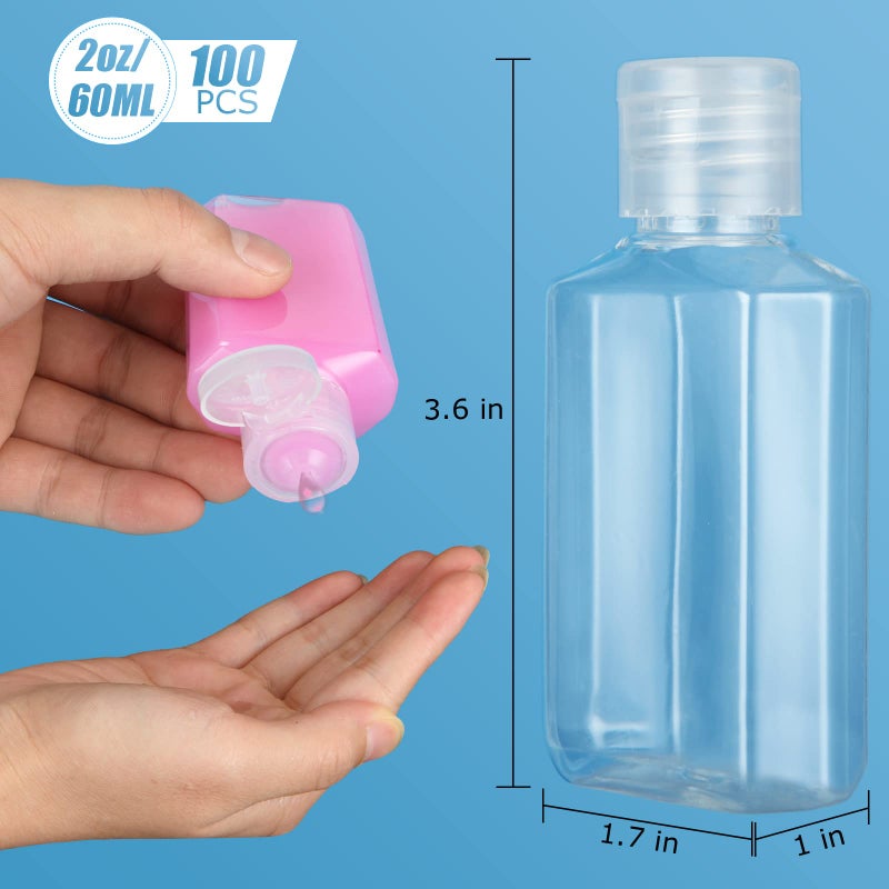 APACALI 100PCS Plastic Travel Bottles 2oz Mini Shampoo Bottles Small Empty Bottles Refillable Cosmetic Containers with Flip Cap Clear Portable Small Bottles for Liquid, Lotions, Toner, Body Soap - Image 2