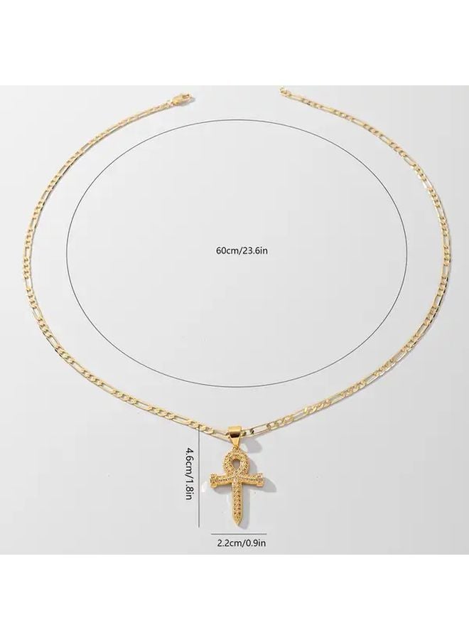 Golden Yellow Cross Pendant Necklace 23 62 Inch Chain Religious Jewelry Gift - Image 4