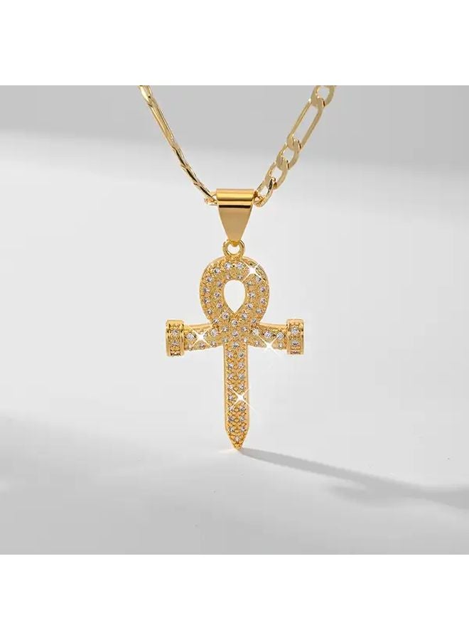 Golden Yellow Cross Pendant Necklace 23 62 Inch Chain Religious Jewelry Gift - Image 5