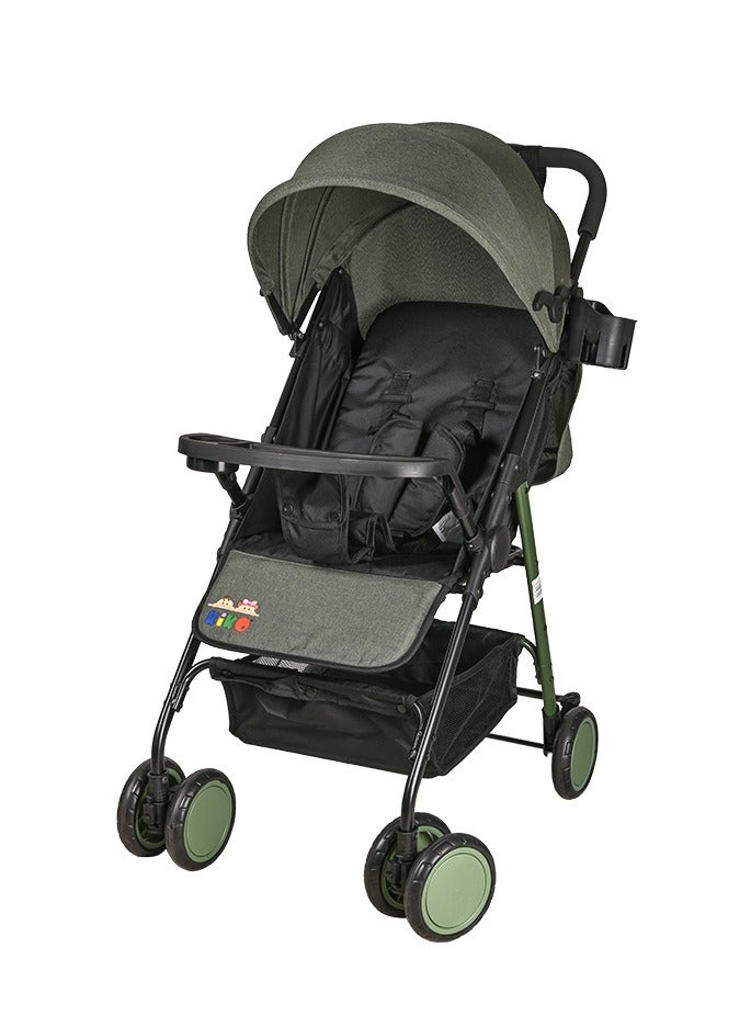 Kiko Comfortable Stroller 6 Wheels, 0 Months +, Green - Image 1