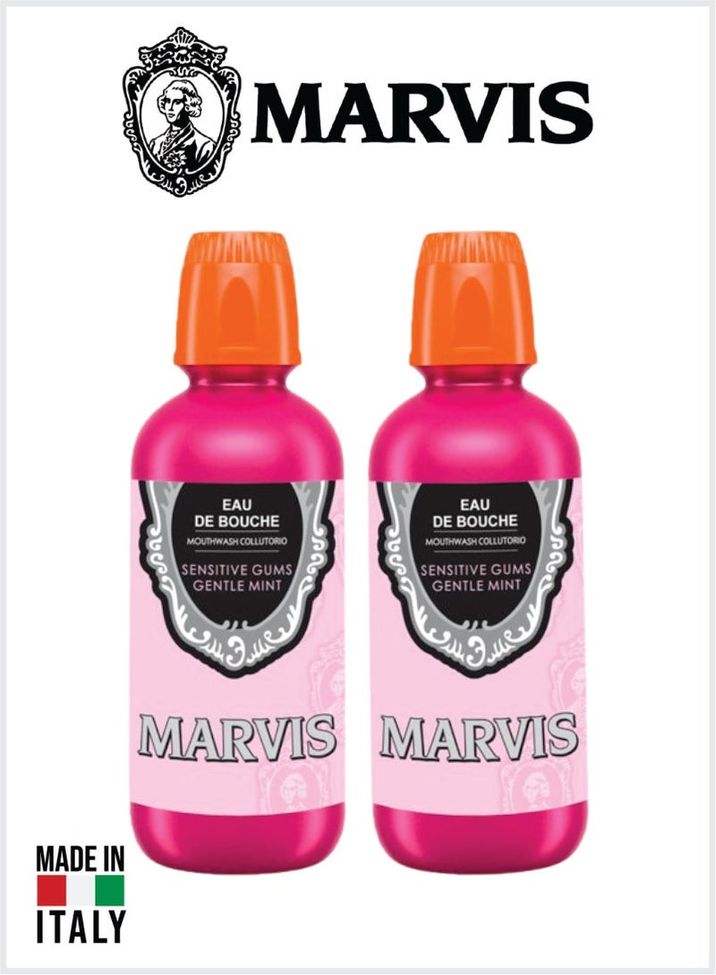 Marvis Gentle Mint Mouthwash – Mild Mint Formula for Sensitive Gums & Long-Lasting Freshness 400ML PK2