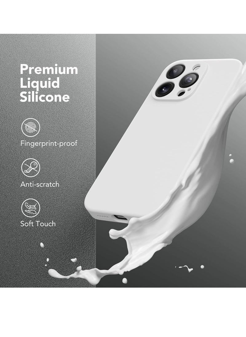 إيف حافظة سيليكون لهاتف iPhone 15 Pro Max، متوافقة مع MagSafe، [حماية الكاميرا] [واقيات شاشة 2X] حافظة هاتف واقية مقاومة للصدمات، بطانة ناعمة من الألياف الدقيقة المضادة للخدش، أبيض - Image 2