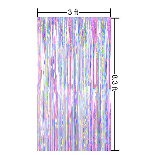 FECEDY 2pcs 3ft x 8.3ft Shiny Corlorful Metallic Tinsel Foil Fringe Curtains Photo Booth Props for Engagement Bridal Shower Bachelorette Baby Shower Bachelorette Holiday Celebration Party Decorations - Image 2
