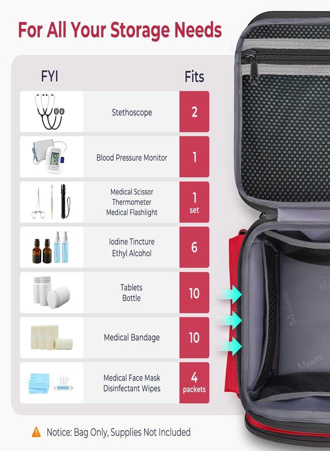 Mancro First Aid Bags Empty, Medical Travel Bag with Multi Pockets, Pill Bottle Organizer for Travel, Home Storage, Trauma Bag for EMT, Nurses, Doctor, Emergency Bag for Medicine, Medical Supplies - Image 3