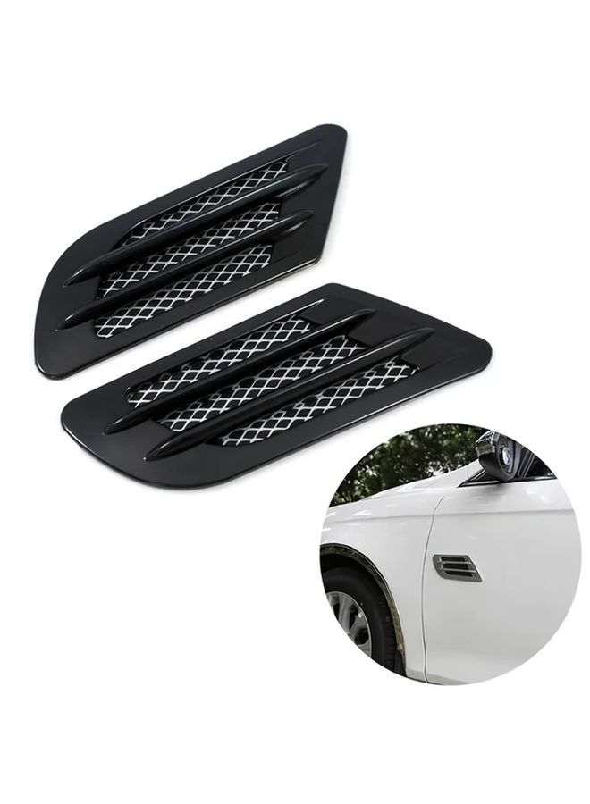 Black ABS Plastic Car Side Air Flow Vent Cover Intake Grille Sticker 2pcs - Image 5