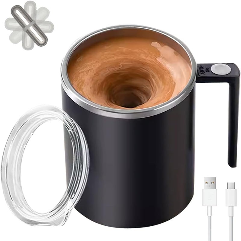 TLINNA Self Stirring Mug,Self Stirring Coffee Mug,Suitable for Coffee, Milk, Cocoa and Other Beverages (Daik Black, 12 Ounces) - Image 1