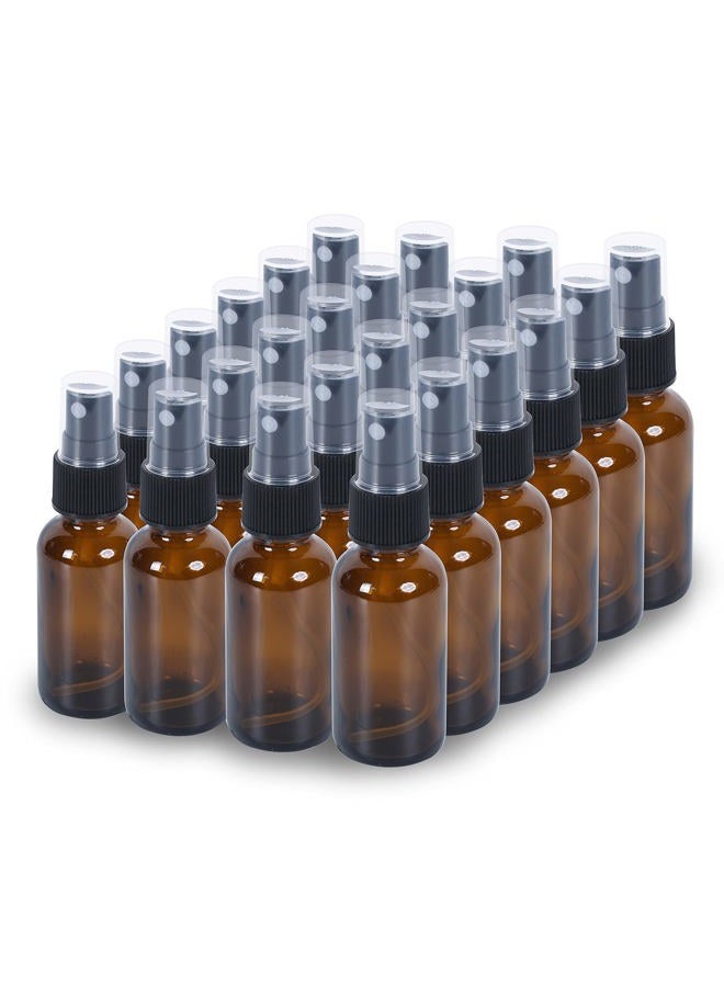 YONKAN 2oz Glass Spray Bottle, Fine Mist Boston Glass Bottles with Black Fine Mist Sprayer Small Clear Bottles for Essential Oils, Bath, Beauty, Hair & Cleaning, Amber, Pack of 24 - Image 1