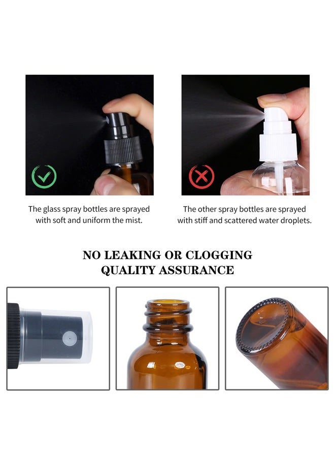 YONKAN 2oz Glass Spray Bottle, Fine Mist Boston Glass Bottles with Black Fine Mist Sprayer Small Clear Bottles for Essential Oils, Bath, Beauty, Hair & Cleaning, Amber, Pack of 24 - Image 3