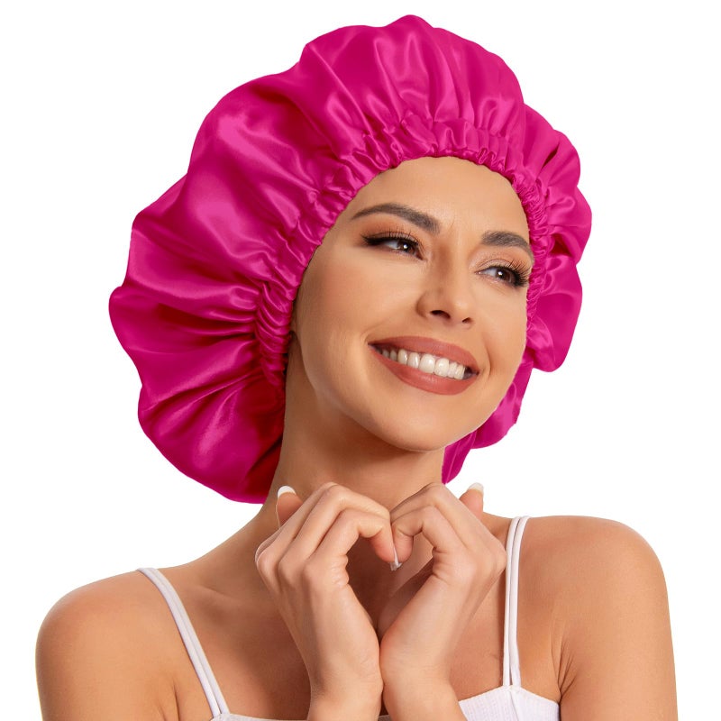 Edoneery Satin Bonnet Silk Bonnet Hair Bonnet for SleepingSlouchy Beanie Hat Satin Sleep Cap for Womens Natural  Curly HairMei red