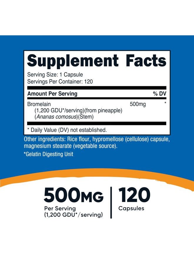 Nutricost بروميلين 500 ملغ، 120 كبسولة نباتية - بروميلين (2400 GDU/g)، غير معدلة وراثيًا، خالية من الغلوتين - Image 2