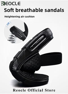 REOCLE Men's Sandals WovenSoft Sole Black Woven Summer Sandals Hiking Beach Sport Outdoor Sandals Outdoor Leather Closed Toe Beach Shoes  - Image 3