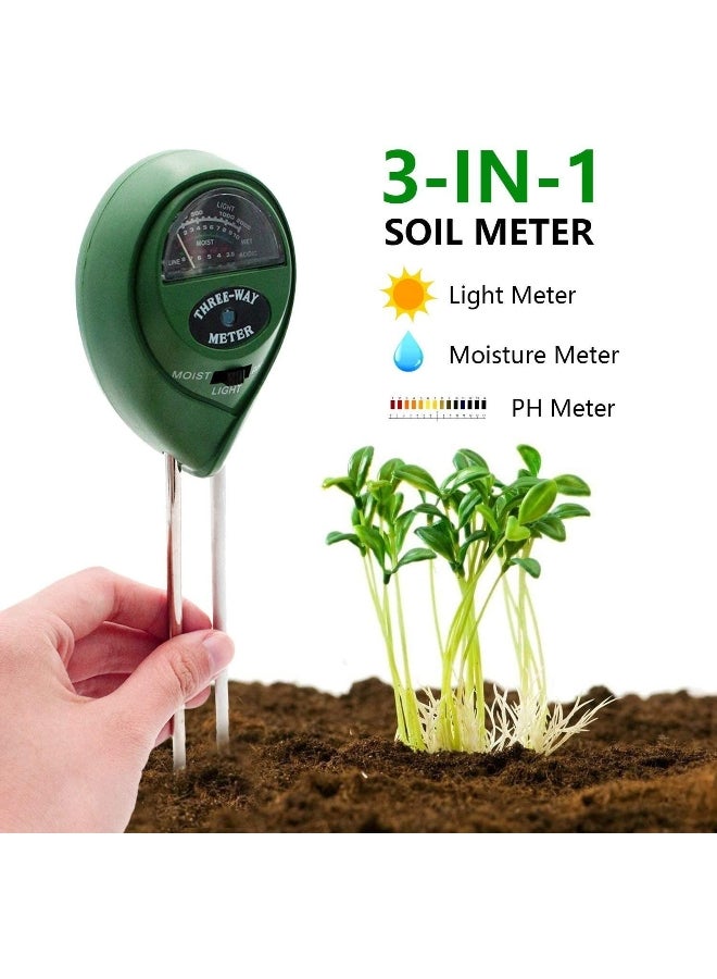 3 In 1 Soil Tester Soil PH Tester PH Light Humidity Acidity Tester Water Nutrient Fertility Detector for Flowers 