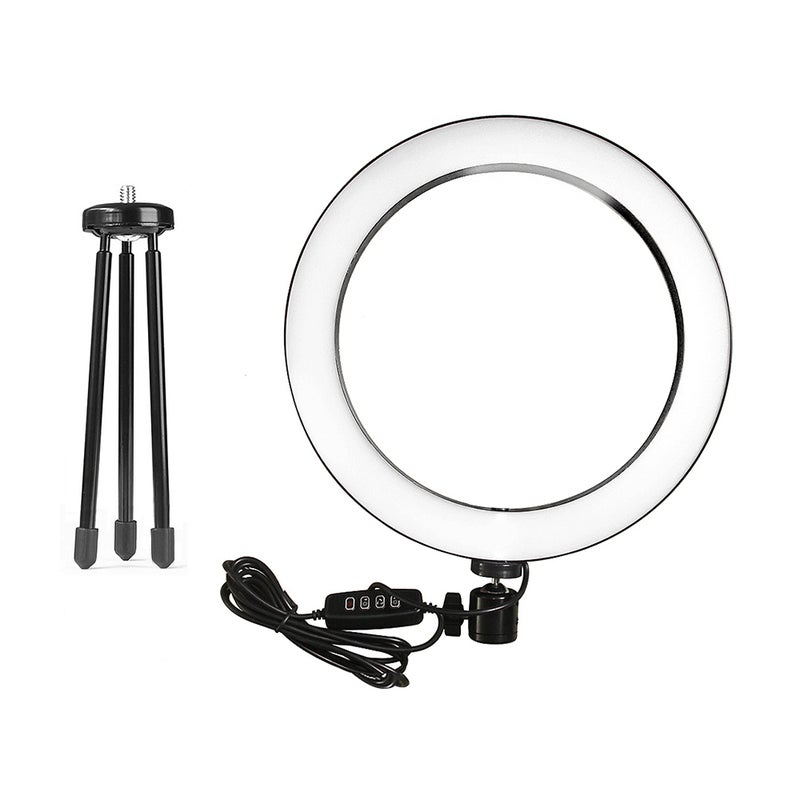 Loquat Table LED Ring Light With Tripod Stand Black - Image 2