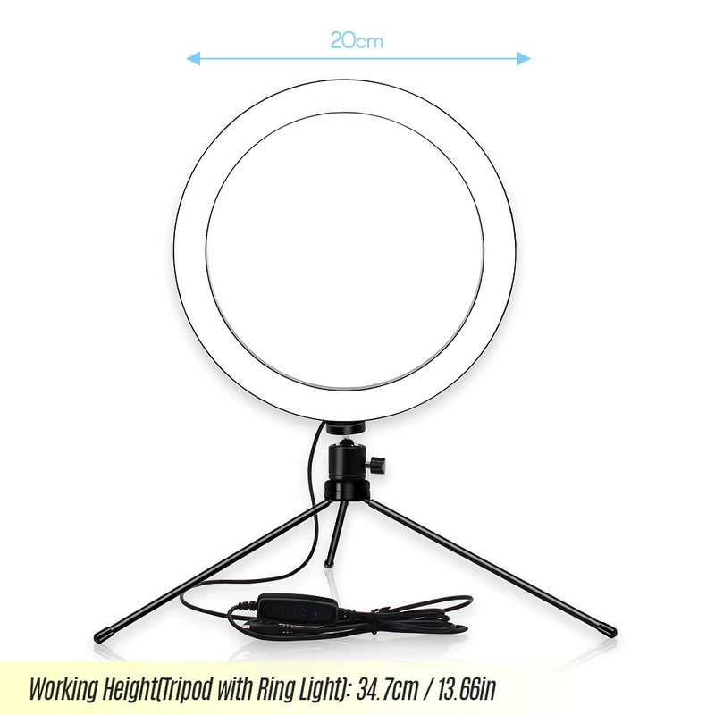 Loquat Table LED Ring Light With Tripod Stand Black - Image 4