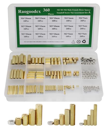 Raogoodcx® 360pcs M2 M3 M4 Male Female Brass Spacer Standoff Screw Nut Assortment Kit with Box - Image 3