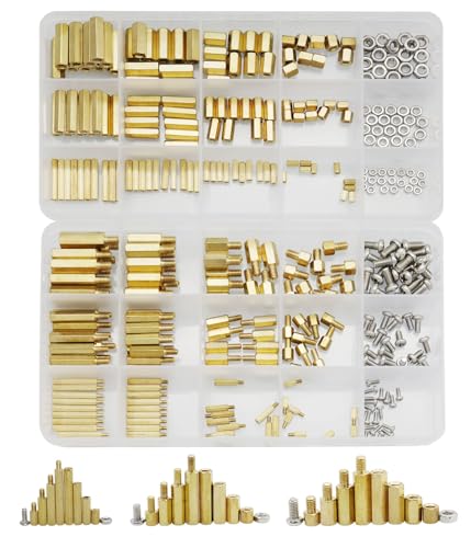 Raogoodcx® 360pcs M2 M3 M4 Male Female Brass Spacer Standoff Screw Nut Assortment Kit with Box - Image 1