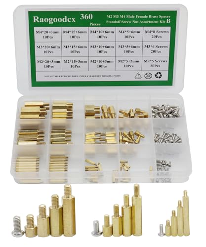 Raogoodcx® 360pcs M2 M3 M4 Male Female Brass Spacer Standoff Screw Nut Assortment Kit with Box - Image 2