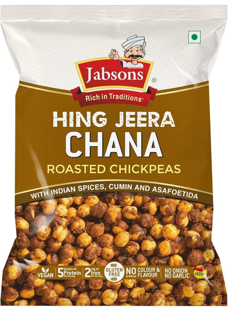 Jabsons Roasted Chana Hing Jeera Flavour - 150gm With No Onion & Garlic | Desi Roasted Namkeen Snacks| Gluten-Free Crunchy Protein Snack | Heeng Jeera Bhuna Chana - Ready to Eat - Image 1