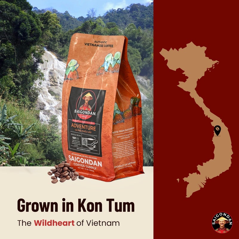 Robusta Whole Bean Coffee - Saigondan Adventure | Light Espresso Roast | 100% Robusta | Vietnamese Coffee | Roasted in Small Batch | Smooth & Naturally Sweet | Direct Trade | No Preservatives | 12 Oz - Image 3