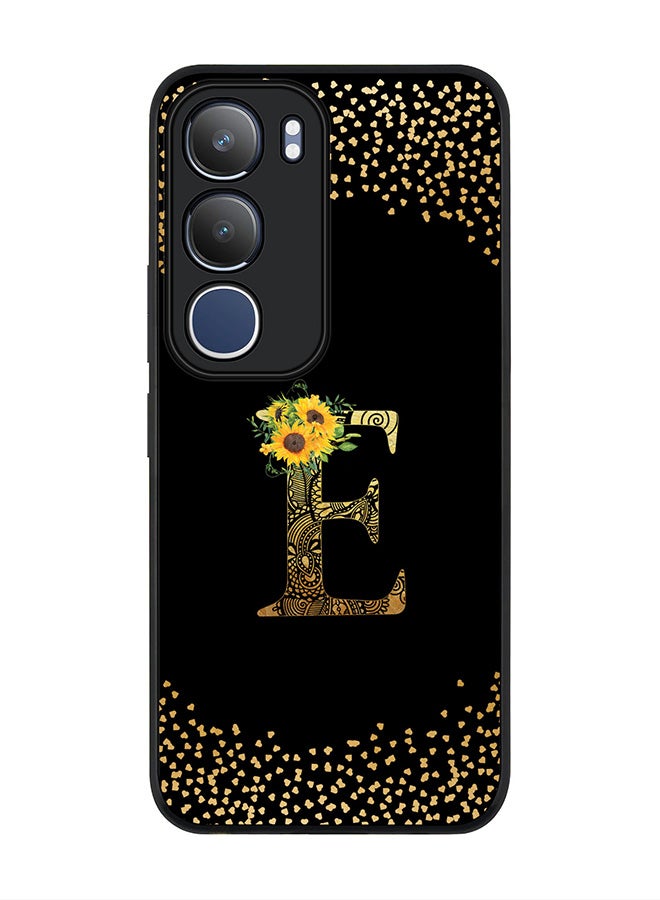 Stylizedd For vivo Y19s / Y19s Pro Case,Slim fit Camera Protection, Shockproof Thin Phone cover  - Custom Floral Monogram - E ( Black )