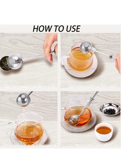 Mmmon 2Pcs Tea Strainers,Tea Strainer For Cups,Telescopic Pressure Tea strainer For Bulk Tea And Sweet Spices(Silver)  - Image 3