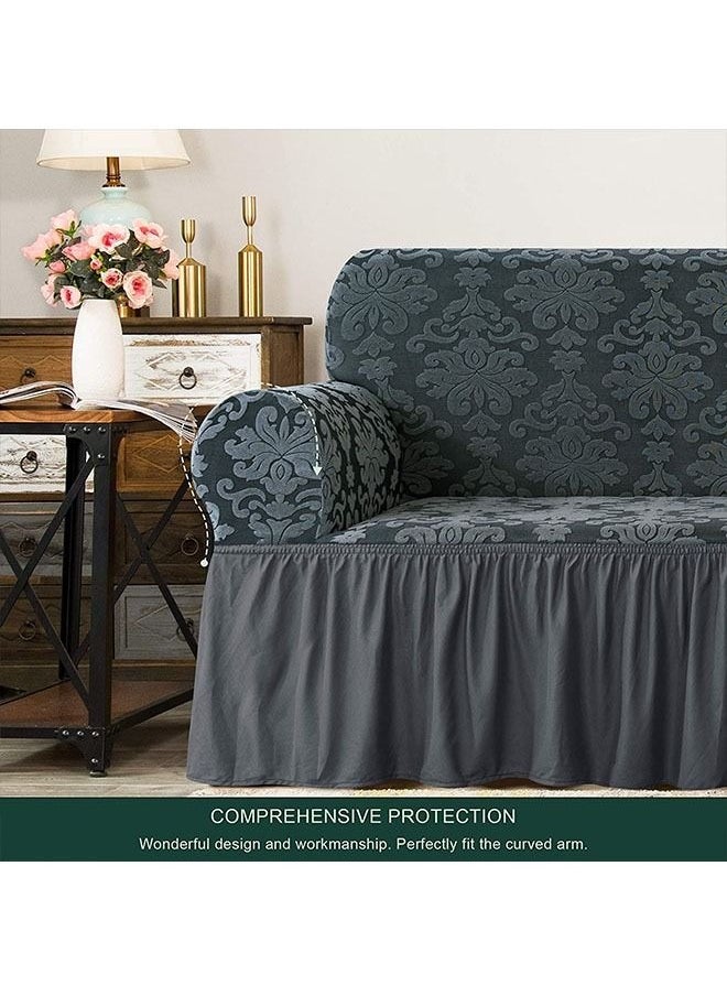 EVORY HOME - Sofa Cover Jacquard 4-Pieces Set of 7-Seater (3+2+1+1) Super Stretchable Anti-Wrinkle Slip Resistant Furniture Protector - Image 1