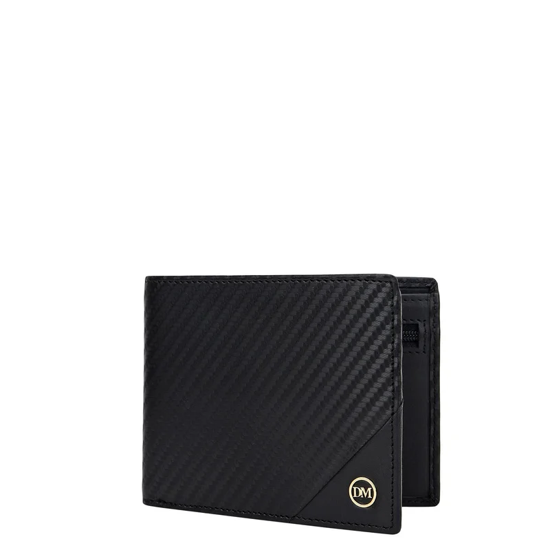 دا ميلانو Carbon Bifold Men's Wallet - Black