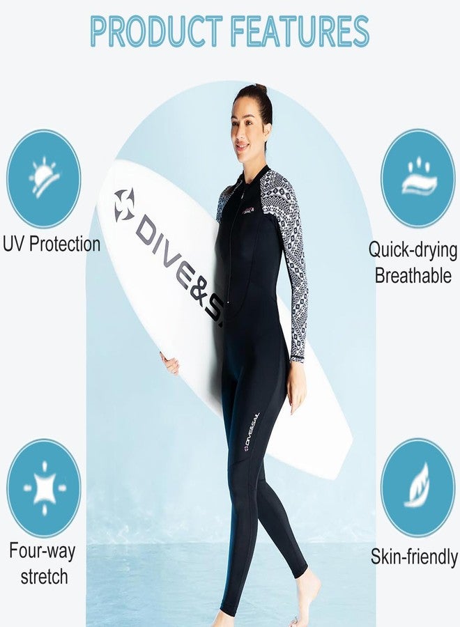 دايف آند سايل بدلة سباحة كاملة للجسم من DIVE & SAIL، بتصميم واقي من الشمس، للنساء والشباب، بسحاب أمامي، قطعة واحدة، بأكمام طويلة، سريعة الجفاف، توفر حماية من الأشعة فوق البنفسجية، مناسبة للغوص وركوب الأمواج والتجديف، مقاس متوسط. - Image 4