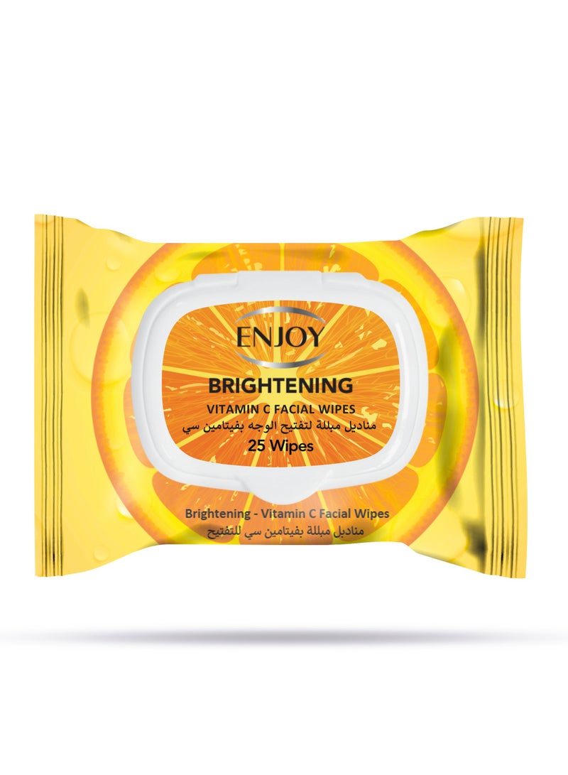 إنجوي مناديل الوجه ENJOY القابلة للتحلل بفيتامين C – 25 منديل – لتفتيح البشرة وتوحيد اللون وتجديدها – لبشرة مشرقة ومتوهجة - Image 1