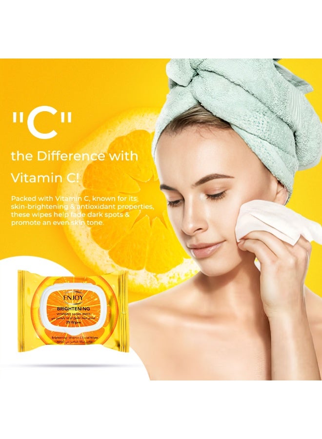 إنجوي مناديل الوجه ENJOY القابلة للتحلل بفيتامين C – 25 منديل – لتفتيح البشرة وتوحيد اللون وتجديدها – لبشرة مشرقة ومتوهجة - Image 3
